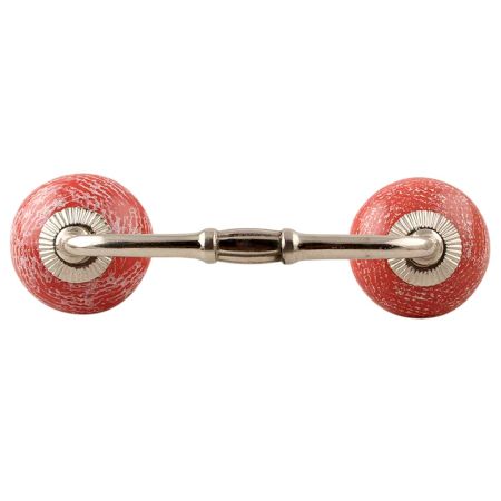 Red Ceramic Floral Bridge Handle